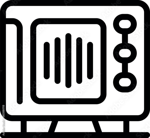 Simple line icon of a vintage television set displaying vertical bars, suggesting a signal loss or technical issue