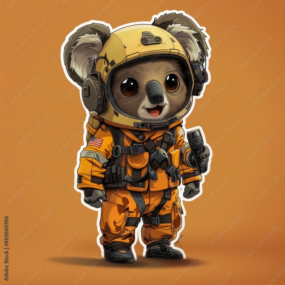 A koala in a lifeguard outfit sticker, full body, rescue gear, sticker art design A koala in a lifeguard outfit sticker, full body, rescue gear, sticker art design