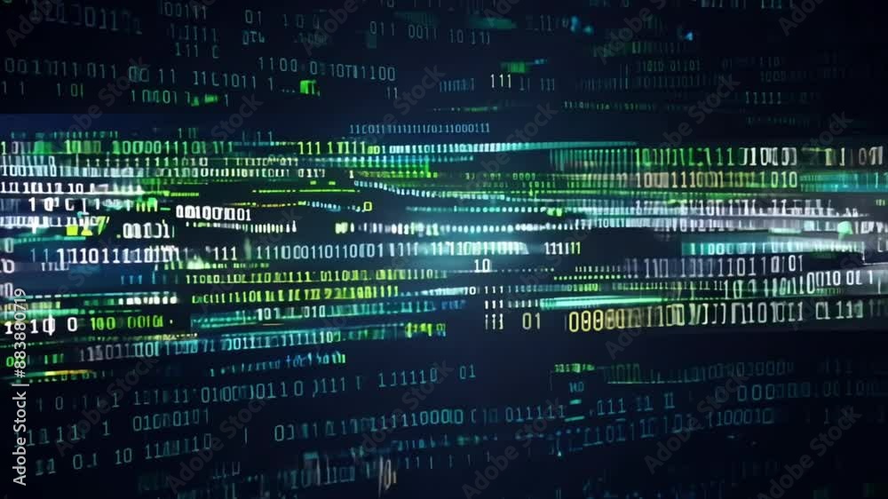 binary code streaming digital information and data Generative AI