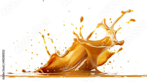 Splash of caramel isolated on white background. photo