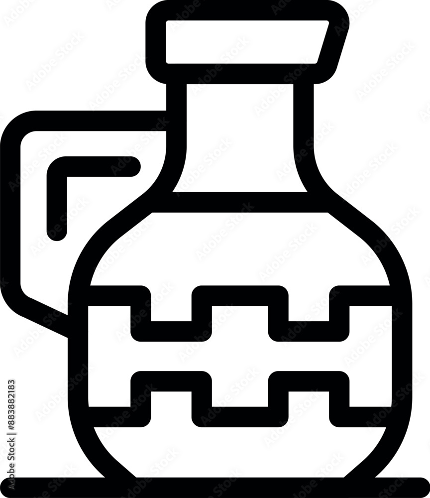 Traditional clay jug with a narrow neck containing water being an important part of ancient culture Traditional clay jug with a narrow neck containing water being an important part of ancient culture