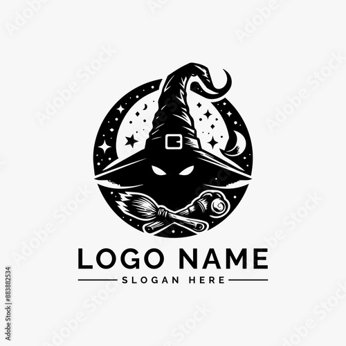 magic witch hat vector logo
