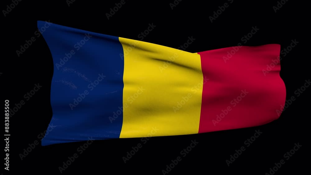 Chad flag waving in the wind transparent background 4K resolution Chad flag waving in the wind transparent background 4K resolution
