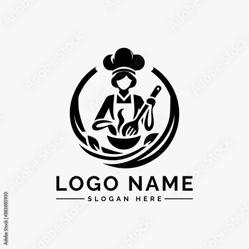 woman chef or cook vector logo