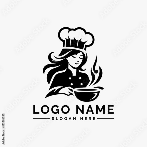 woman chef or cook vector logo