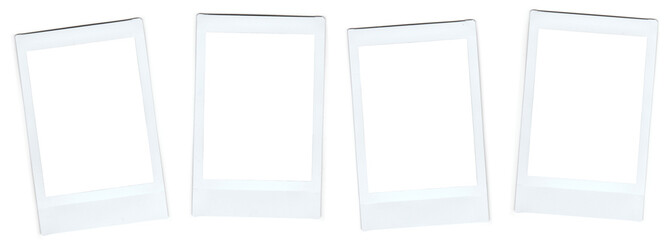 Set of realistic polaroid frame photo template, instant photo frame isolated in transparent PNG.