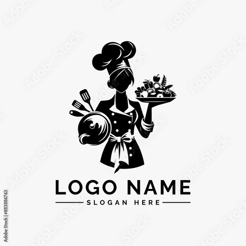woman chef or cook vector logo
