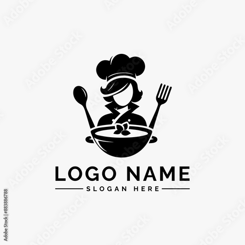 woman chef or cook vector logo