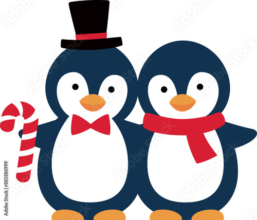Cute Christmas penguin vector.
Isolated flat style christmas penguin svg