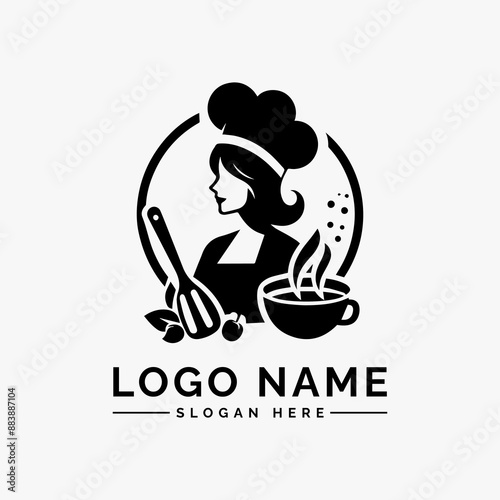 woman chef or cook vector logo