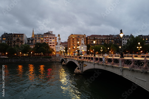 Urumea river flowing through San Sebastian, Spain