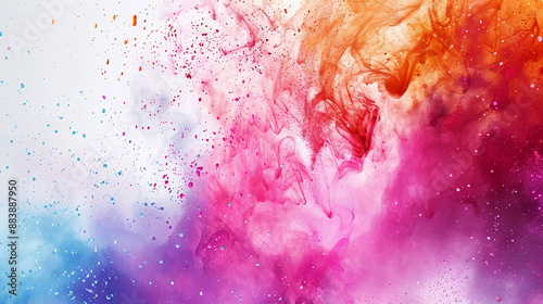 A high-definition image of liquid paint in different shades mixing seamlessly on a white canvas, capturing the fluidity and richness of colors