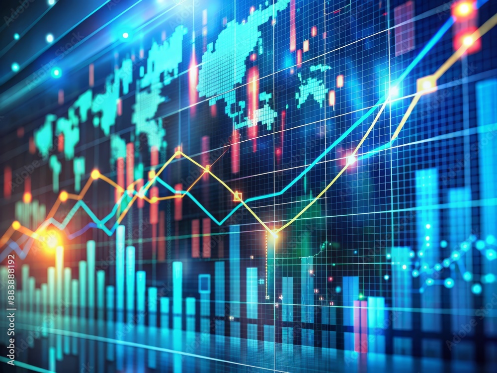 Market chart displaying the increase in business stocks, investment data, and financial profit graph. Generated with AI Market chart displaying the increase in business stocks, investment data, and financial profit graph. Generated with AI