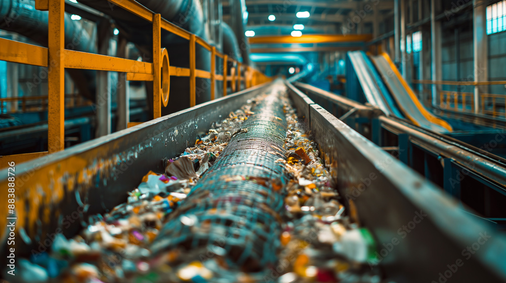 Industrial Recycling Conveyor Belt With Shredded Paper and Plastic Industrial Recycling Conveyor Belt With Shredded Paper and Plastic