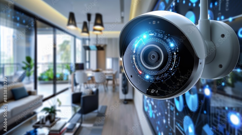Intelligent Home Security Analytics showing AI algorithms analyzing security to identify suspicious activities. CCTV. Intelligent Home Security Analytics showing AI algorithms analyzing security to identify suspicious activities. CCTV.