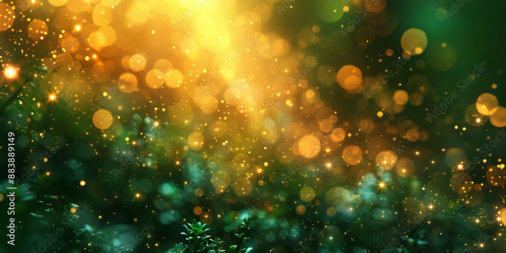 Obraz premium キラキラした黄色と緑色の背景素材