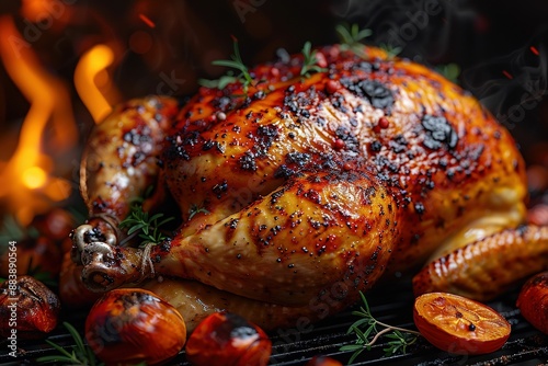 A full chicken roasted in the oven UHD wallpaper