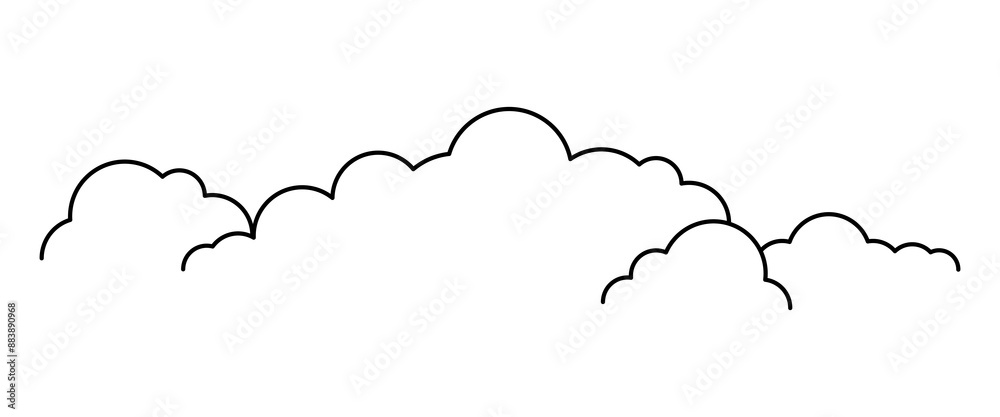 Fototapeta premium cloud line shape, graphic clouds outline, clouds lined, cloudy line simple