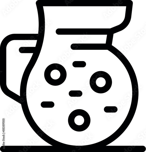 Simple black and white line drawing of a glass jug with a kombucha scoby inside of it, fermenting a healthy drink