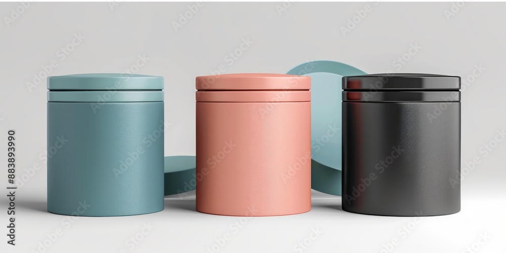 Three Cylindrical Containers with Different Colors Three Cylindrical Containers with Different Colors