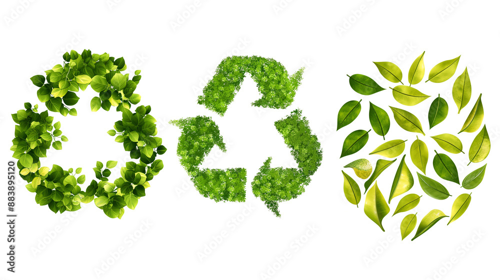 Green Leaf Recycling Symbol on White Background Green Leaf Recycling Symbol on White Background