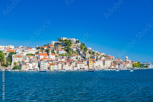 Obraz na płótnie Old town Sibenik on Adriatic sea, Dalmatia, Croatia w salonie