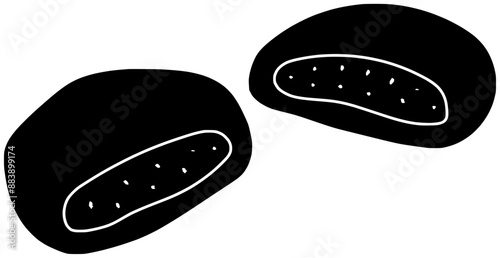 japan illustration daifuku silhouette dessert logo japanese icon mochi outline food sweet delicious traditional cream soft fruit rice asian shape confectionery tasty asia for vector graphic background