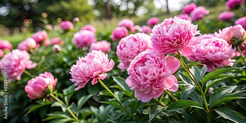 Wallpaper Mural Peony flowers blooming in a garden , peony, flowers, blooming, garden, nature, pink, petals, vibrant, spring, bloom, beauty Torontodigital.ca