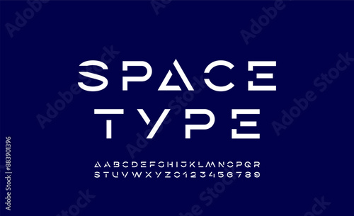 Technology font, digital cyber alphabet
