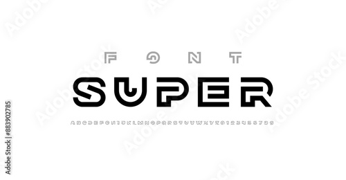 Modern font alphabet from segment line