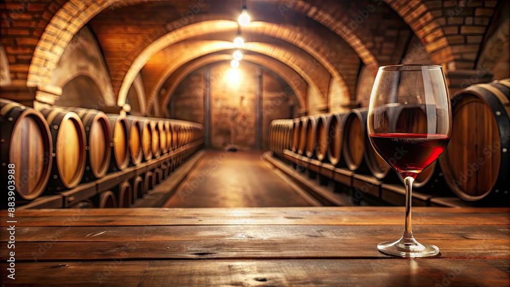 Fototapeta premium Red wine tasting in an historic cellar , red wine, tasting, cellar, vintage, ambiance, traditional, aged