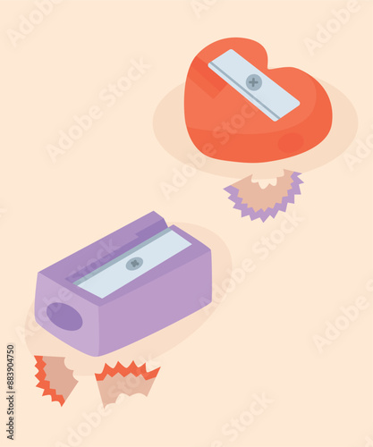 Cute Illustration With Two Pencil Sharpeners 