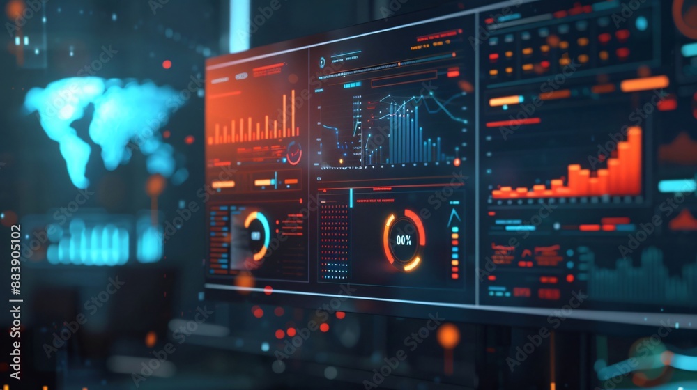 Creative lighting on a digital analytics dashboard, promoting brand loyalty Creative lighting on a digital analytics dashboard, promoting brand loyalty