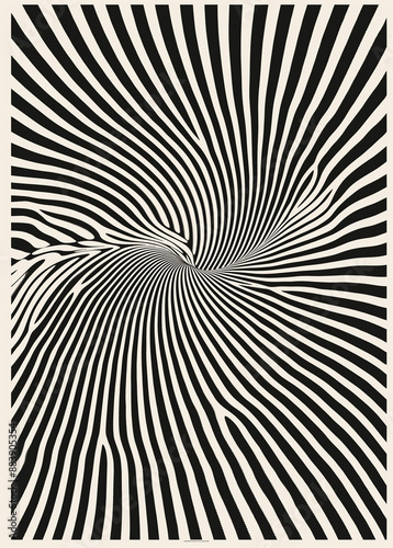 Abstract Op Art Wavy Lines Illusion Black White Design photo