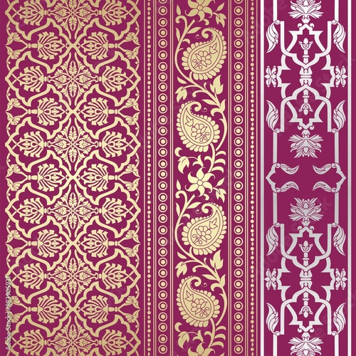 wedding card design, traditional paisley floral pattern , royal India	