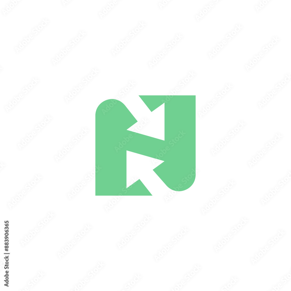 N with arrow in letter space, arrow covering letter N vector, business simple logo N with arrow in letter space, arrow covering letter N vector, business simple logo