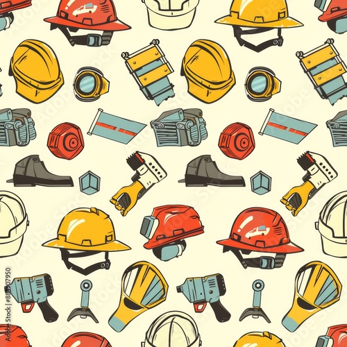 Safety First: Vibrant Construction Gear Pattern Inspiring Confidence and Teamwork photo