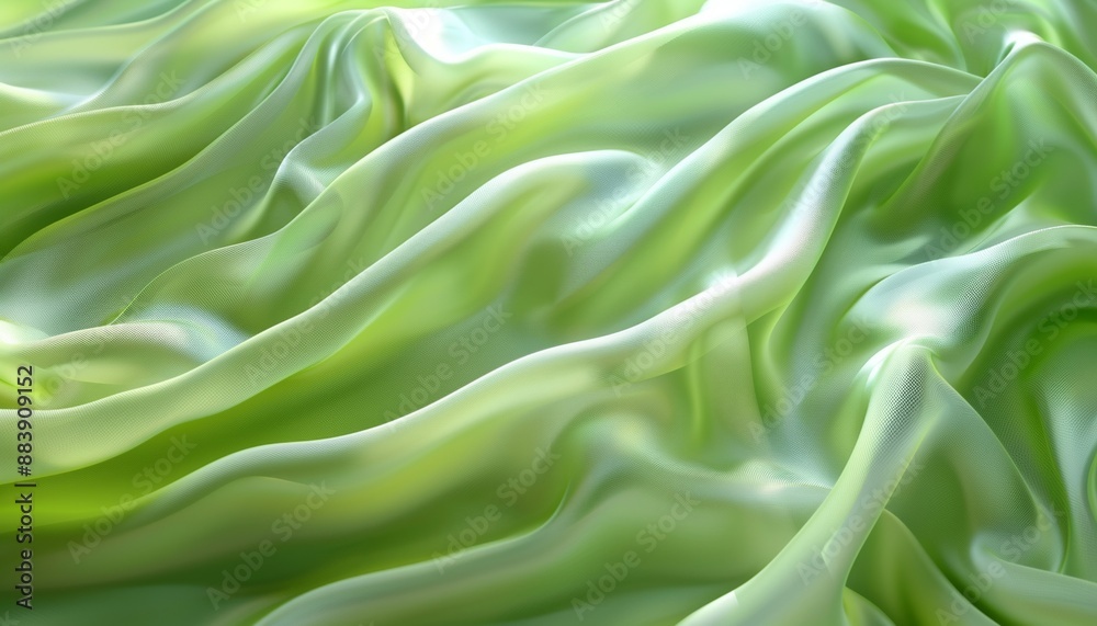Soft Flowing Green Fabric Texture with Subtle Light Reflections, Delicate and Serene Atmosphere, Copy Space Soft Flowing Green Fabric Texture with Subtle Light Reflections, Delicate and Serene Atmosphere, Copy Space