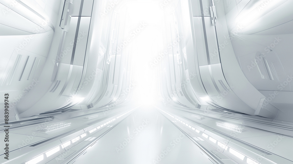 Obraz premium 3D rendering. Abstract background with abstract curved landscape. White wavy shapes, wavy, architectural abstraction banner template, modern blurred curves.