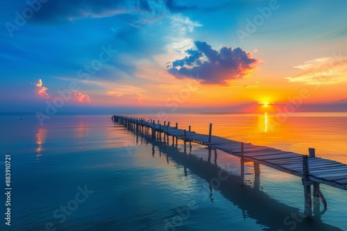 Wallpaper Mural wooden bridge with sunset Torontodigital.ca