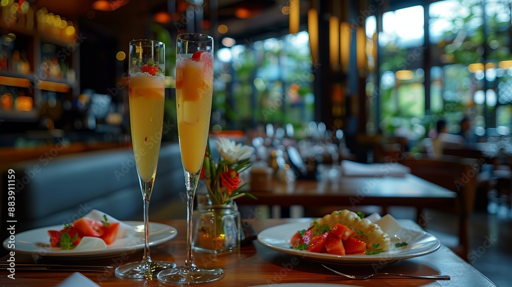 Two Cocktails on a Restaurant Table