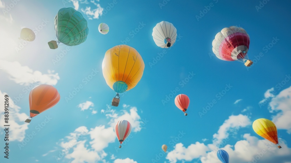Obraz premium Air Balloons Flying Against Blue Sky