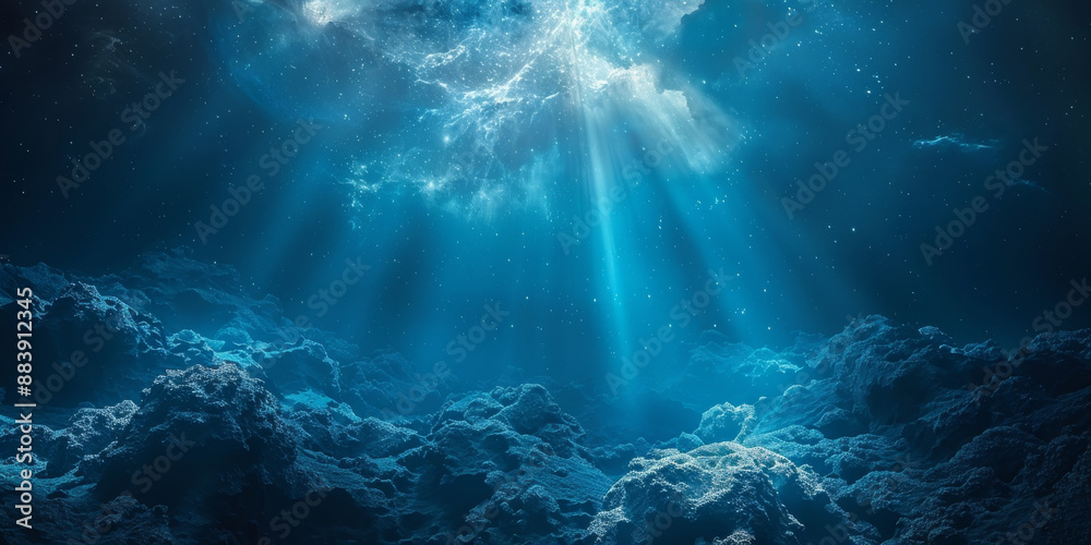 Fototapeta premium 宇宙に輝く星々と光の背景