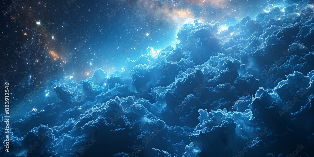 Fototapeta premium 宇宙に輝く星々と光の背景