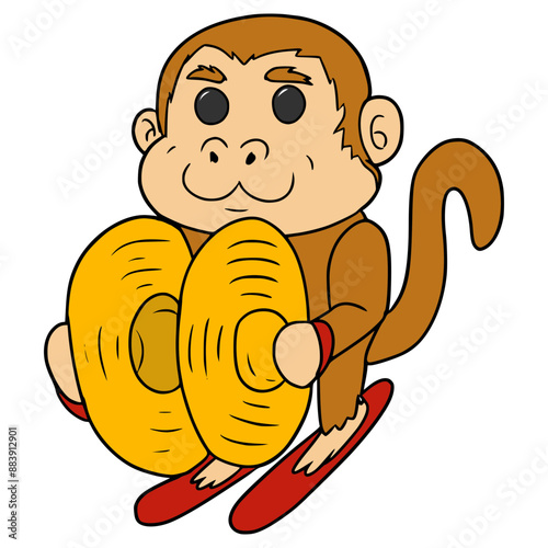 monkey cymbal toy illustration hand drawn isolated vector	
