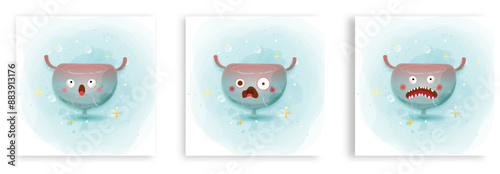 Human bladder water brush style in moods. Water brush bladder on watercolor background vector for web design on white.Vector illustrator