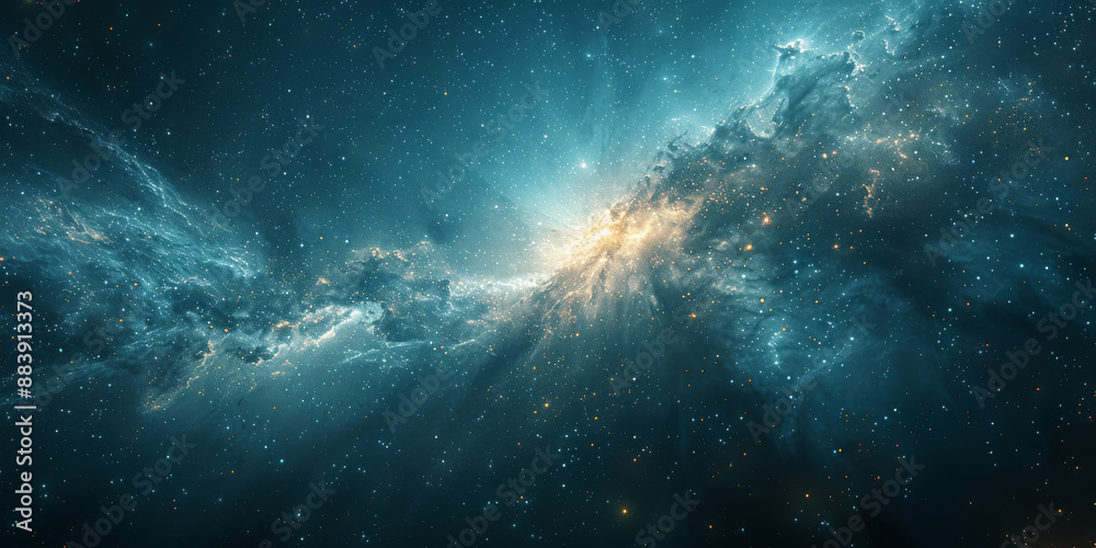 Fototapeta premium 宇宙に輝く星々と光の背景