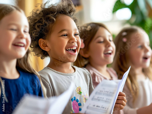 Children singing in Sunday school