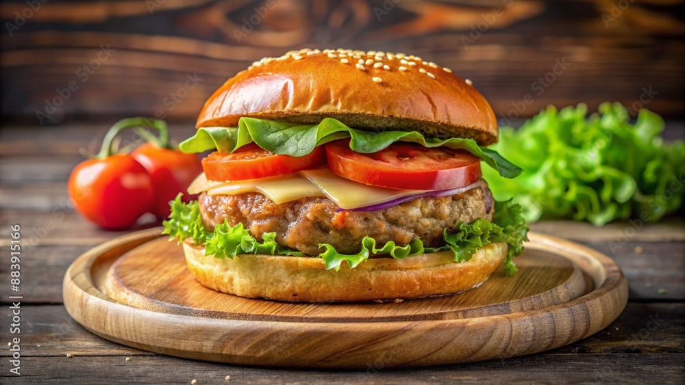hamburger on wooden background hamburger on wooden background