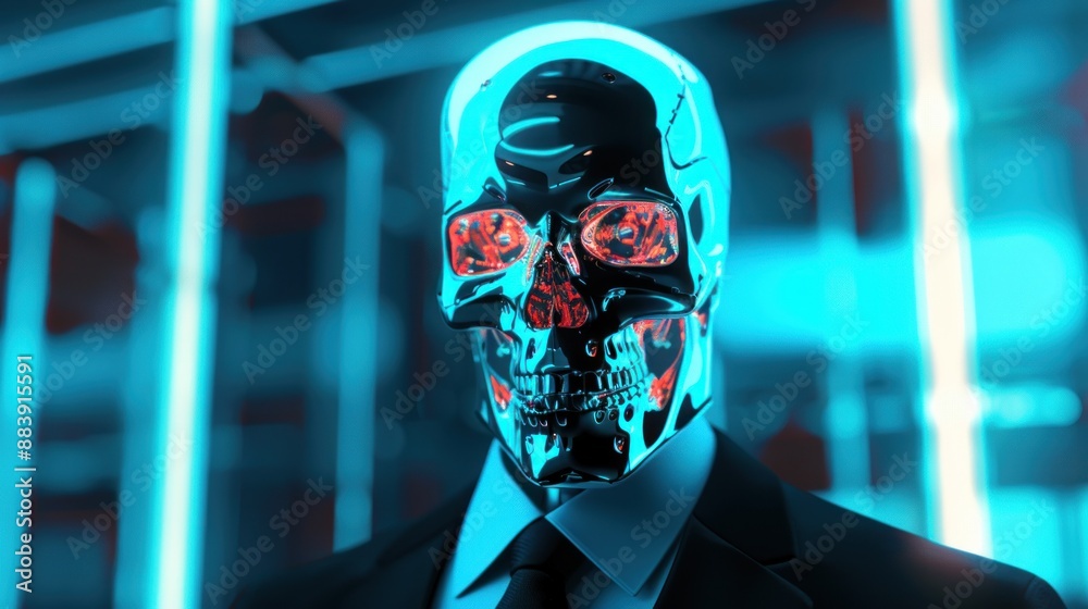 Cyberpunk Skull in Suit